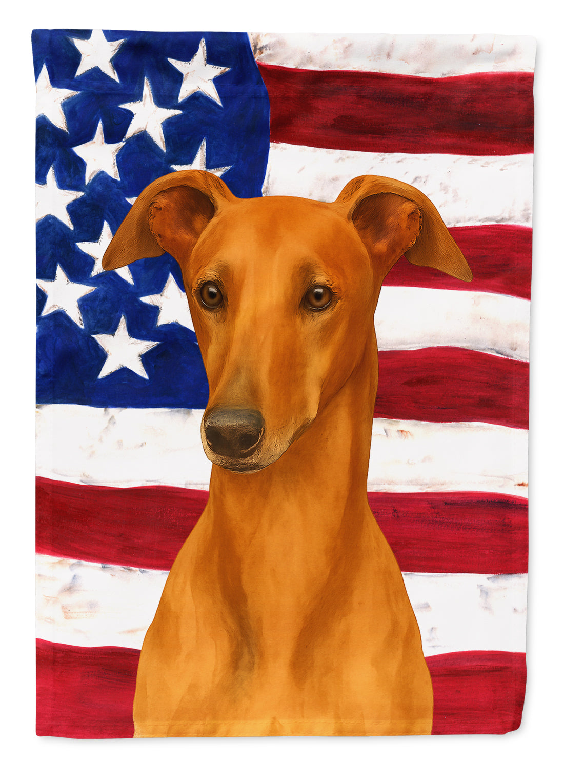 Red Greyhound American Flag House Flag 28x40 Porch Sleeve Pole Decorative Outside Yard Banner Artwork Wall Hanging, Polyester