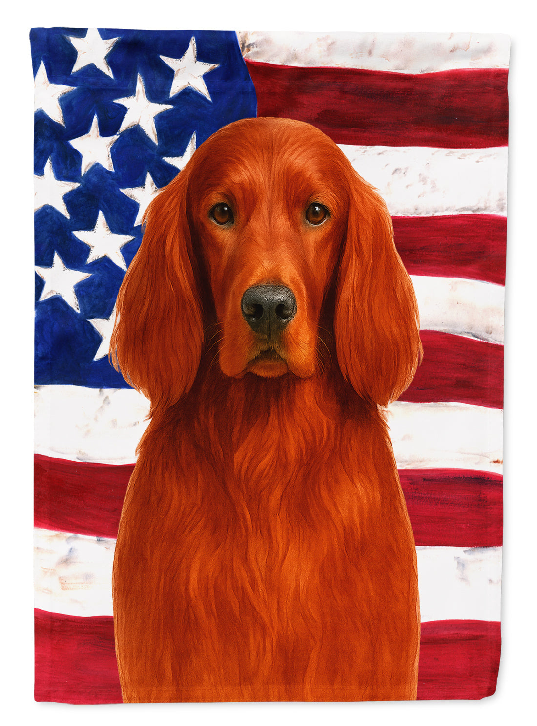 Irish Setter American Flag House Flag 28x40 Porch Sleeve Pole Decorative Outside Yard Banner Artwork Wall Hanging, Polyester