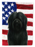 Black Lhasa Apso American Flag House Flag 28x40 Porch Sleeve Pole Decorative Outside Yard Banner Artwork Wall Hanging, Polyester
