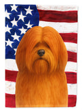 Red Lhasa Apso American Flag House Flag 28x40 Porch Sleeve Pole Decorative Outside Yard Banner Artwork Wall Hanging, Polyester