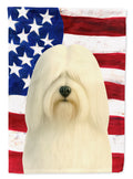 White Lhasa Apso American Flag House Flag 28x40 Porch Sleeve Pole Decorative Outside Yard Banner Artwork Wall Hanging, Polyester