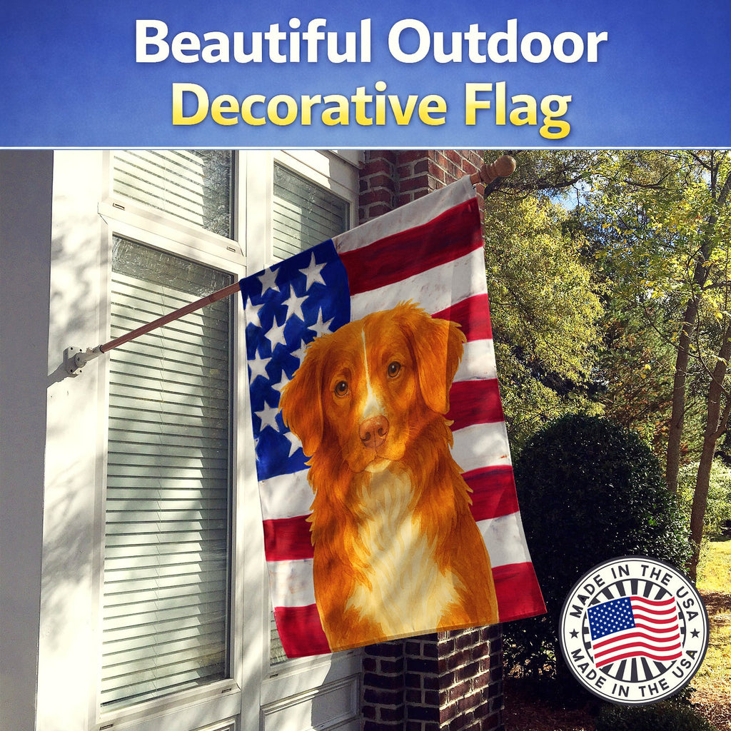Copper Nova Scotia Duck Tolling Retriever American Flag House Flag 28x40 Porch Sleeve Pole Decorative Outside Yard Banner Artwork Wall Hanging, Polyester