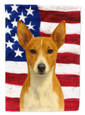 Red and White Rat Terrier American Flag House Flag 28x40 Porch Sleeve Pole Decorative Outside Yard Banner Artwork Wall Hanging, Polyester