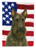 Brindle Scottish Terrier American Flag House Flag 28x40 Porch Sleeve Pole Decorative Outside Yard Banner Artwork Wall Hanging, Polyester