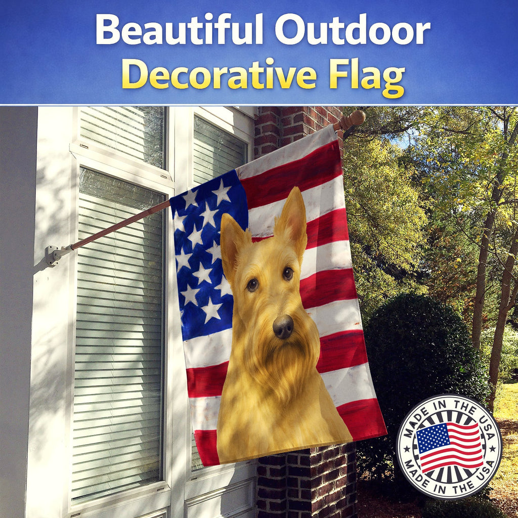 Wheaten Scottish Terrier American Flag House Flag 28x40 Porch Sleeve Pole Decorative Outside Yard Banner Artwork Wall Hanging, Polyester