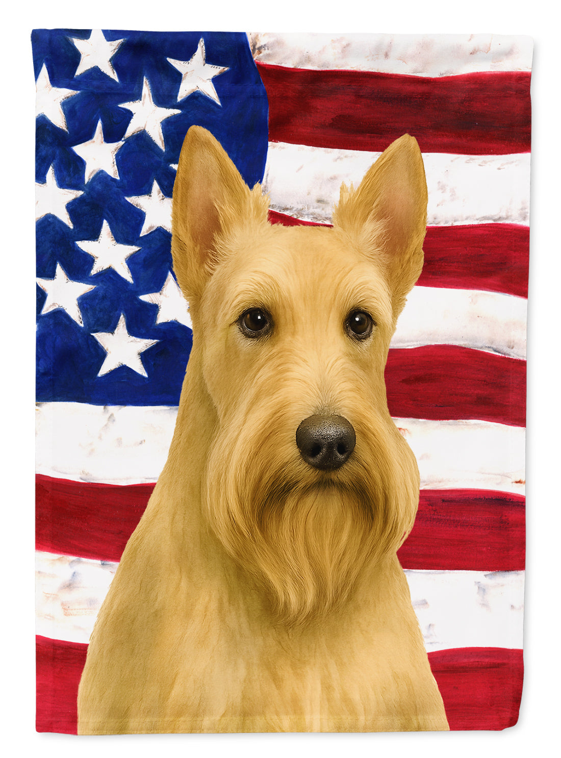 Wheaten Scottish Terrier American Flag House Flag 28x40 Porch Sleeve Pole Decorative Outside Yard Banner Artwork Wall Hanging, Polyester