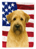 Soft Coated Wheaten Terrier American Flag House Flag 28x40 Porch Sleeve Pole Decorative Outside Yard Banner Artwork Wall Hanging, Polyester