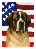 Brindle and White Saint Bernard American Flag House Flag 28x40 Porch Sleeve Pole Decorative Outside Yard Banner Artwork Wall Hanging, Polyester