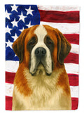 Red and White Saint Bernard American Flag House Flag 28x40 Porch Sleeve Pole Decorative Outside Yard Banner Artwork Wall Hanging, Polyester