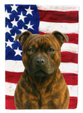 Brindle Staffordshire Bull Terrier American Flag House Flag 28x40 Porch Sleeve Pole Decorative Outside Yard Banner Artwork Wall Hanging, Polyester