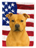 Fawn Staffordshire Bull Terrier American Flag House Flag 28x40 Porch Sleeve Pole Decorative Outside Yard Banner Artwork Wall Hanging, Polyester