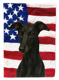 Black Whippet American Flag House Flag 28x40 Porch Sleeve Pole Decorative Outside Yard Banner Artwork Wall Hanging, Polyester