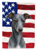 Blue Whippet American Flag House Flag 28x40 Porch Sleeve Pole Decorative Outside Yard Banner Artwork Wall Hanging, Polyester