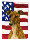 Brindle Whippet American Flag House Flag 28x40 Porch Sleeve Pole Decorative Outside Yard Banner Artwork Wall Hanging, Polyester