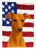 Red Whippet American Flag House Flag 28x40 Porch Sleeve Pole Decorative Outside Yard Banner Artwork Wall Hanging, Polyester