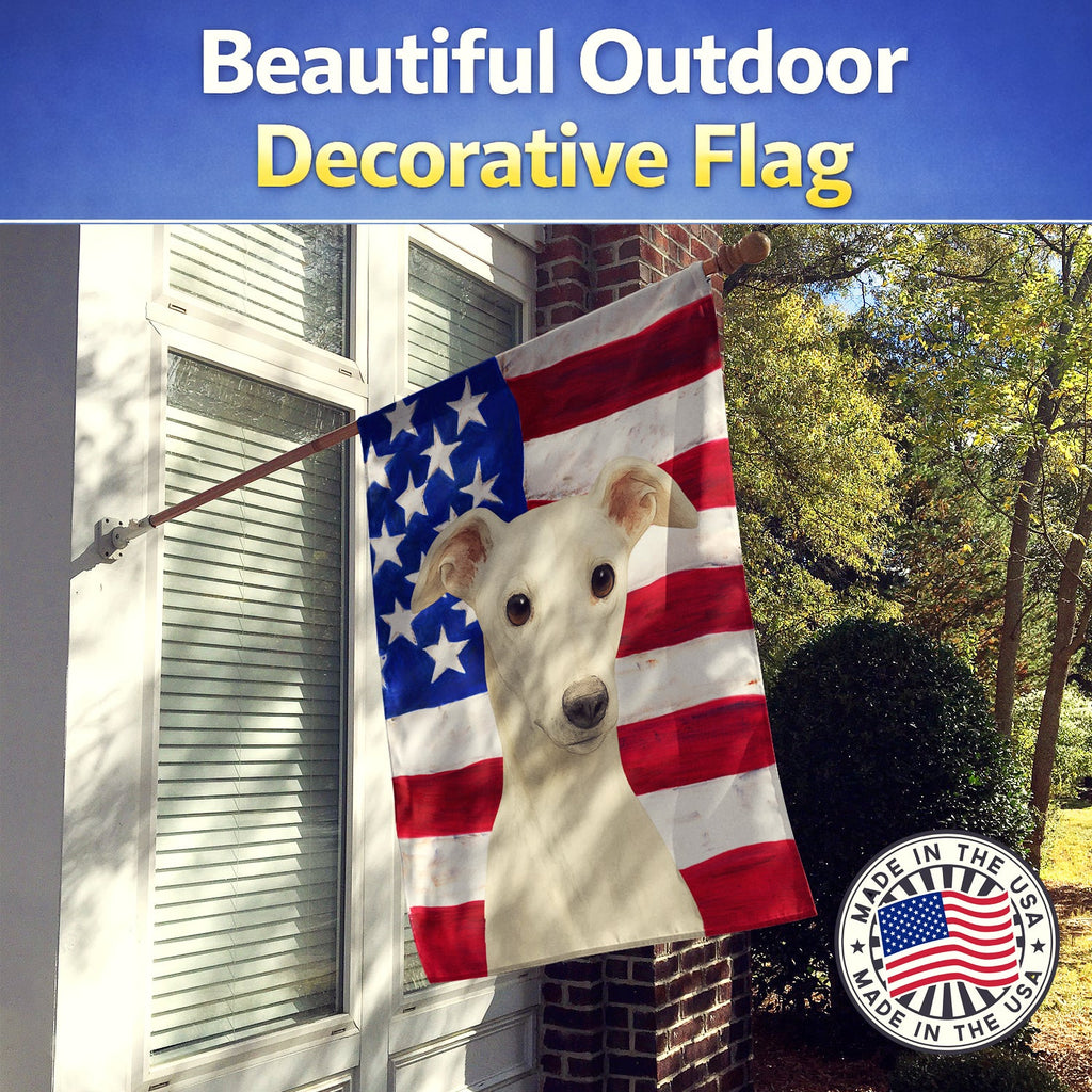 White Whippet American Flag House Flag 28x40 Porch Sleeve Pole Decorative Outside Yard Banner Artwork Wall Hanging, Polyester