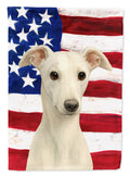 White Whippet American Flag House Flag 28x40 Porch Sleeve Pole Decorative Outside Yard Banner Artwork Wall Hanging, Polyester