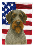 Steel Gray Wirehaired Pointing Griffon American Flag House Flag 28x40 Porch Sleeve Pole Decorative Outside Yard Banner Artwork Wall Hanging, Polyester