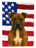 Brindle American Staffordshire Terrier American Flag House Flag 28x40 Porch Sleeve Pole Decorative Outside Yard Banner Artwork Wall Hanging, Polyester