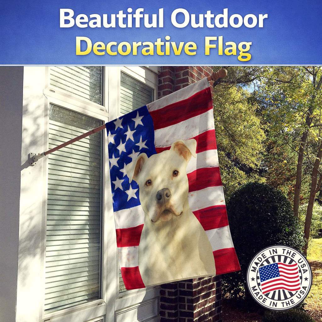 White American Staffordshire Terrier American Flag House Flag 28x40 Porch Sleeve Pole Decorative Outside Yard Banner Artwork Wall Hanging, Polyester