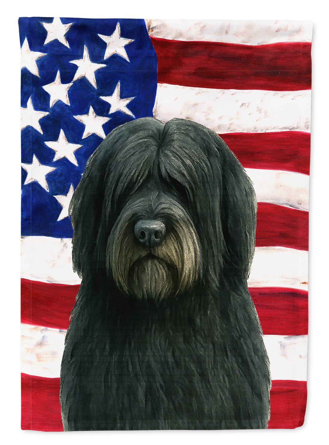Black Bearded Collie American Flag House Flag 28x40 Porch Sleeve Pole Decorative Outside Yard Banner Artwork Wall Hanging, Polyester