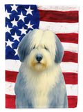Blue Bearded Collie American Flag House Flag 28x40 Porch Sleeve Pole Decorative Outside Yard Banner Artwork Wall Hanging, Polyester