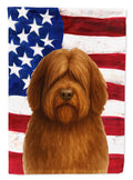 Brown Bearded Collie American Flag House Flag 28x40 Porch Sleeve Pole Decorative Outside Yard Banner Artwork Wall Hanging, Polyester