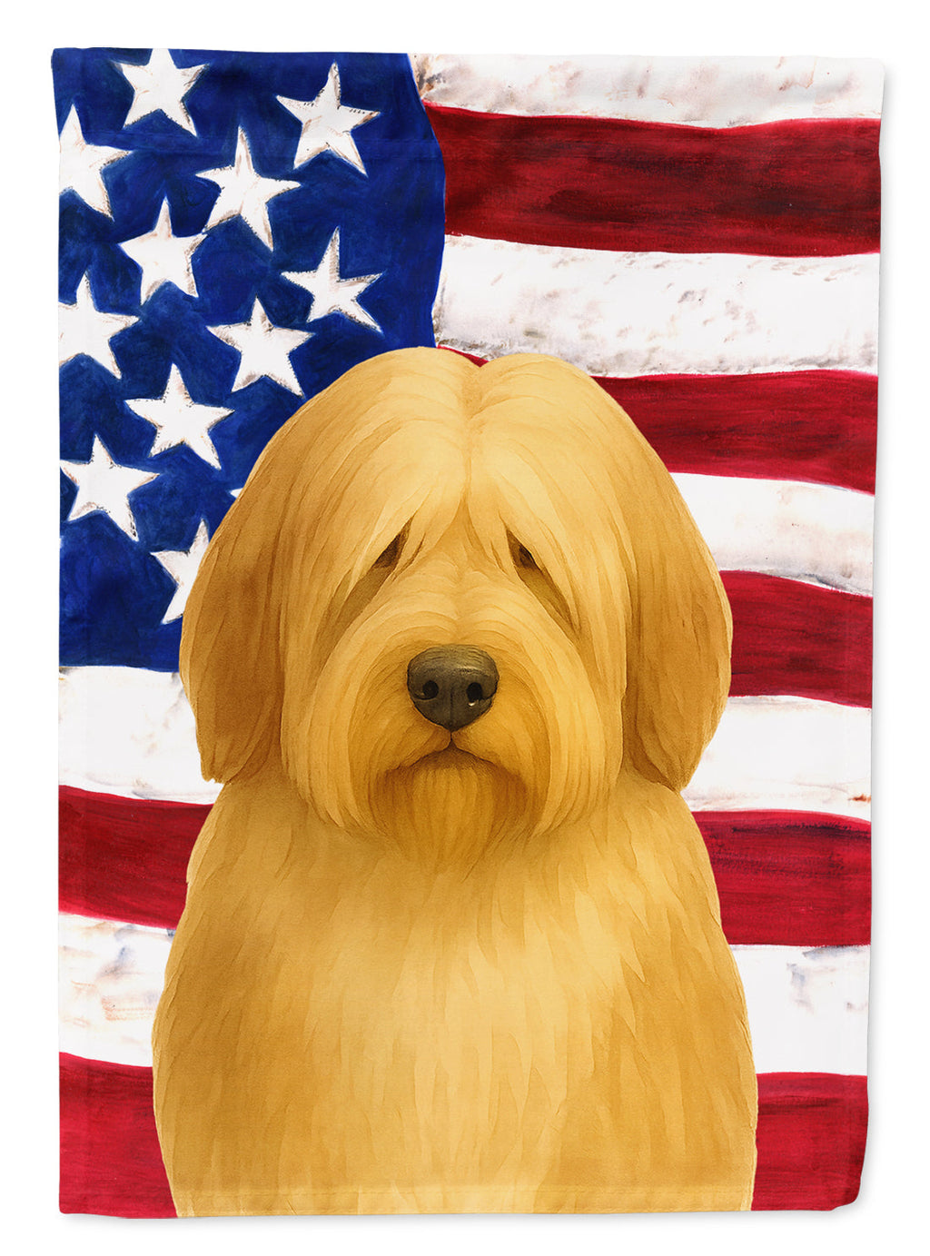 Fawn Bearded Collie American Flag House Flag 28x40 Porch Sleeve Pole Decorative Outside Yard Banner Artwork Wall Hanging, Polyester