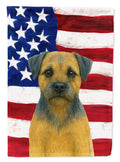 Blue and Tan Border Terrier American Flag House Flag 28x40 Porch Sleeve Pole Decorative Outside Yard Banner Artwork Wall Hanging, Polyester