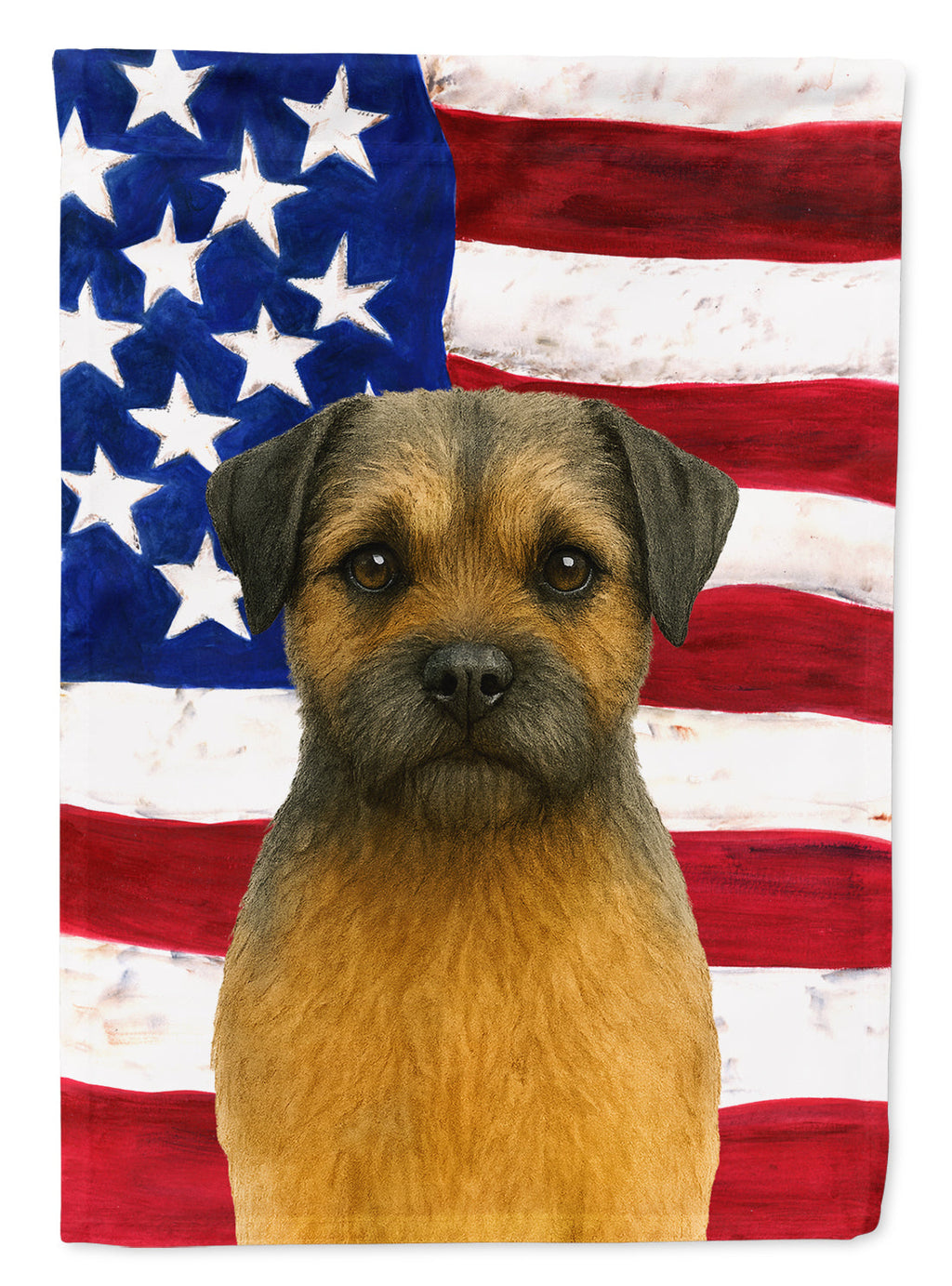 Grizzle and Tan Border Terrier American Flag House Flag 28x40 Porch Sleeve Pole Decorative Outside Yard Banner Artwork Wall Hanging, Polyester