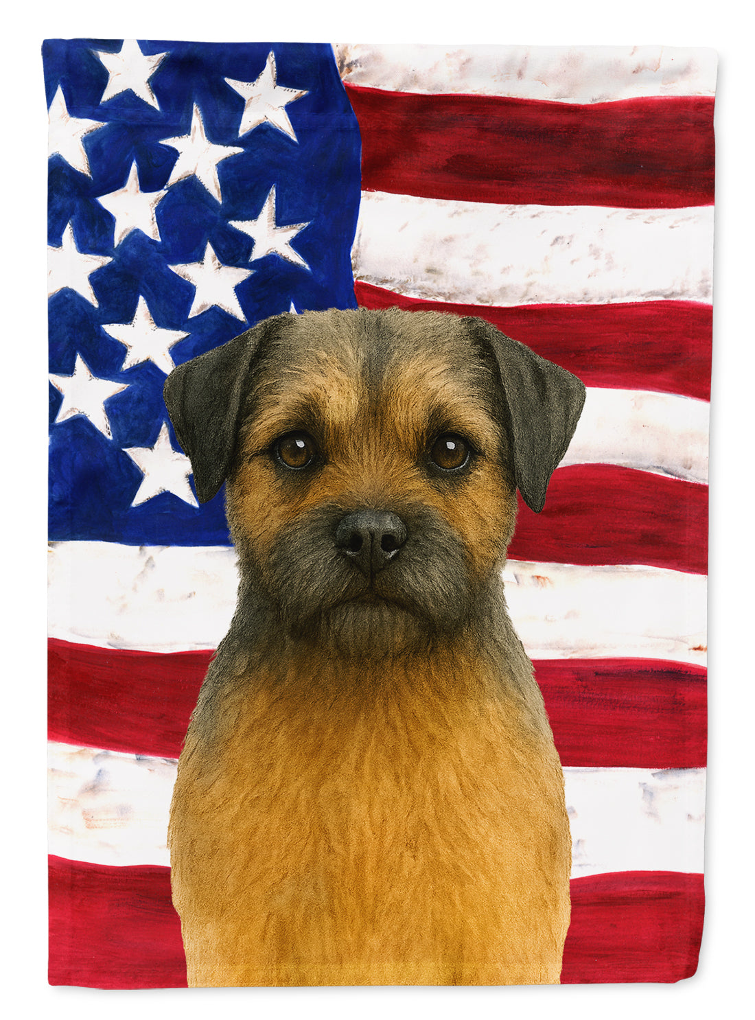 Grizzle and Tan Border Terrier American Flag House Flag 28x40 Porch Sleeve Pole Decorative Outside Yard Banner Artwork Wall Hanging, Polyester