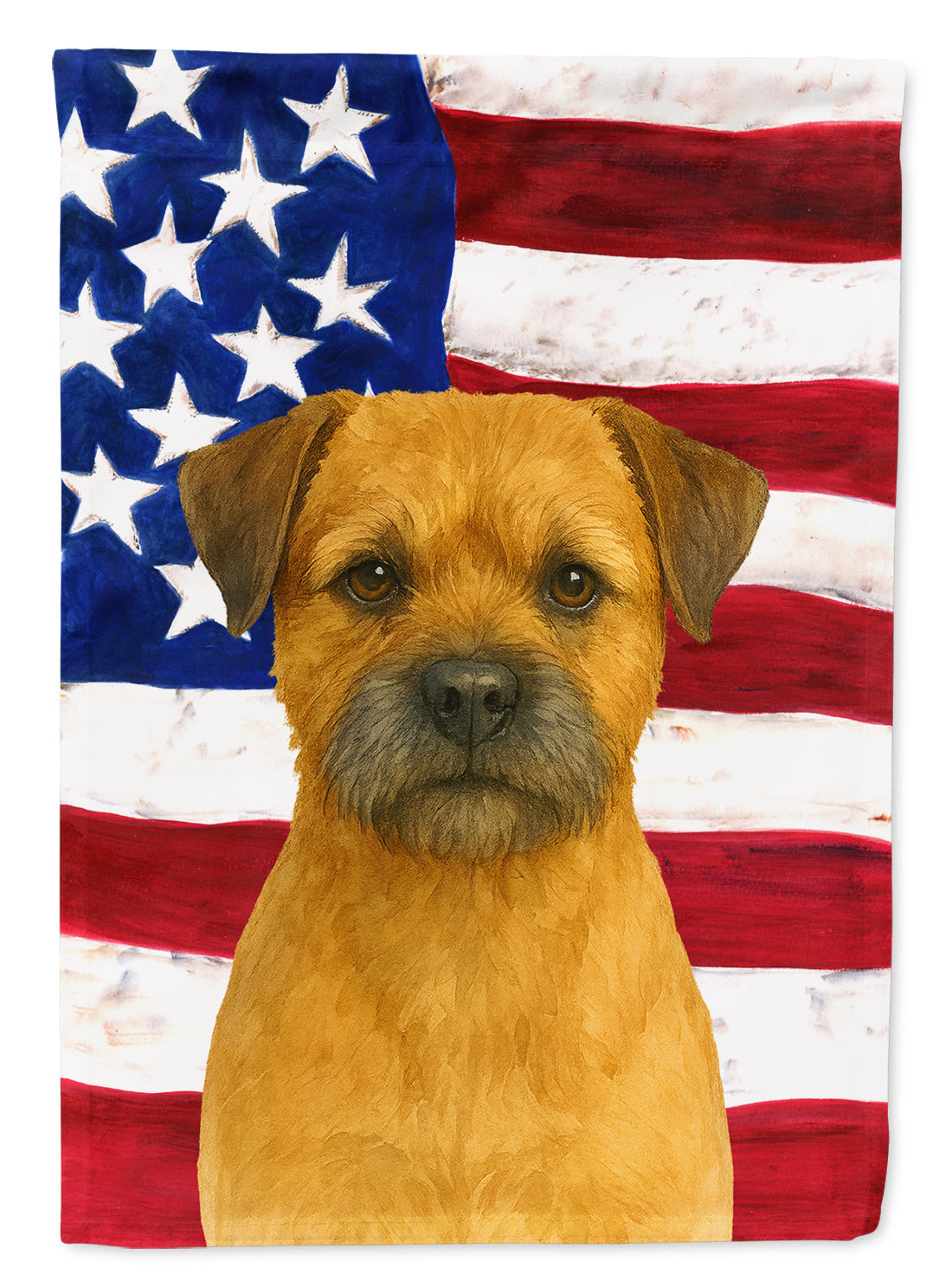 Red Border Terrier American Flag House Flag 28x40 Porch Sleeve Pole Decorative Outside Yard Banner Artwork Wall Hanging, Polyester