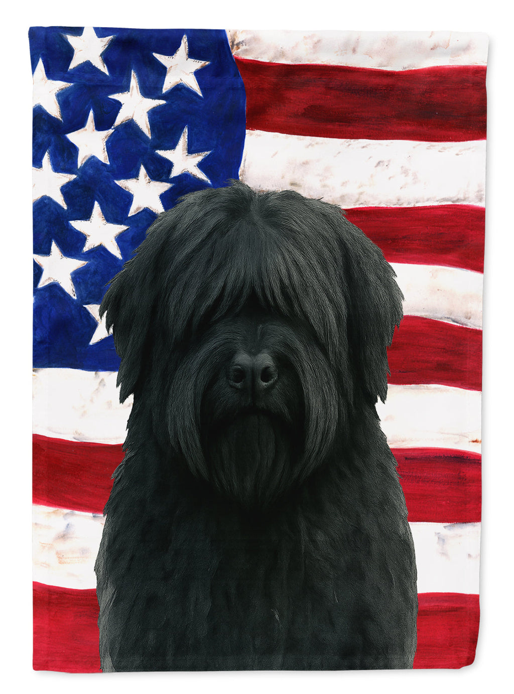 Black Bouvier des Flandres American Flag House Flag 28x40 Porch Sleeve Pole Decorative Outside Yard Banner Artwork Wall Hanging, Polyester