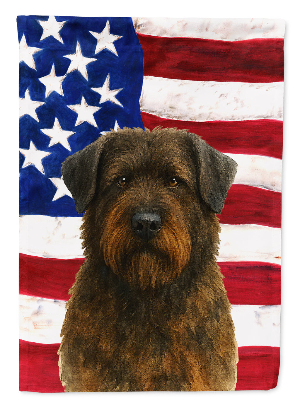 Brindle Bouvier des Flandres American Flag House Flag 28x40 Porch Sleeve Pole Decorative Outside Yard Banner Artwork Wall Hanging, Polyester
