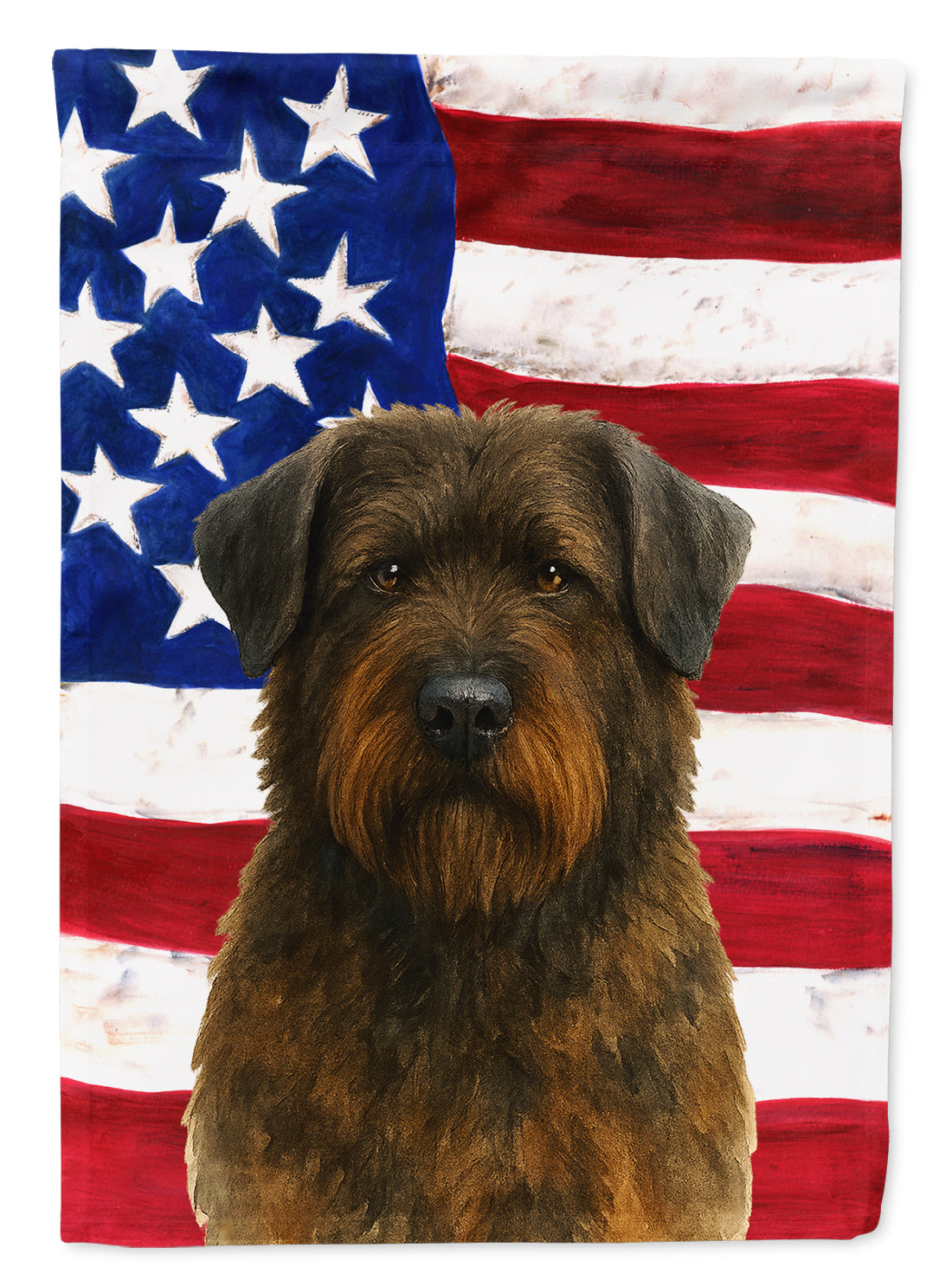 Brindle Bouvier des Flandres American Flag House Flag 28x40 Porch Sleeve Pole Decorative Outside Yard Banner Artwork Wall Hanging, Polyester