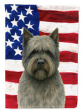 Gray Bouvier des Flandres American Flag House Flag 28x40 Porch Sleeve Pole Decorative Outside Yard Banner Artwork Wall Hanging, Polyester