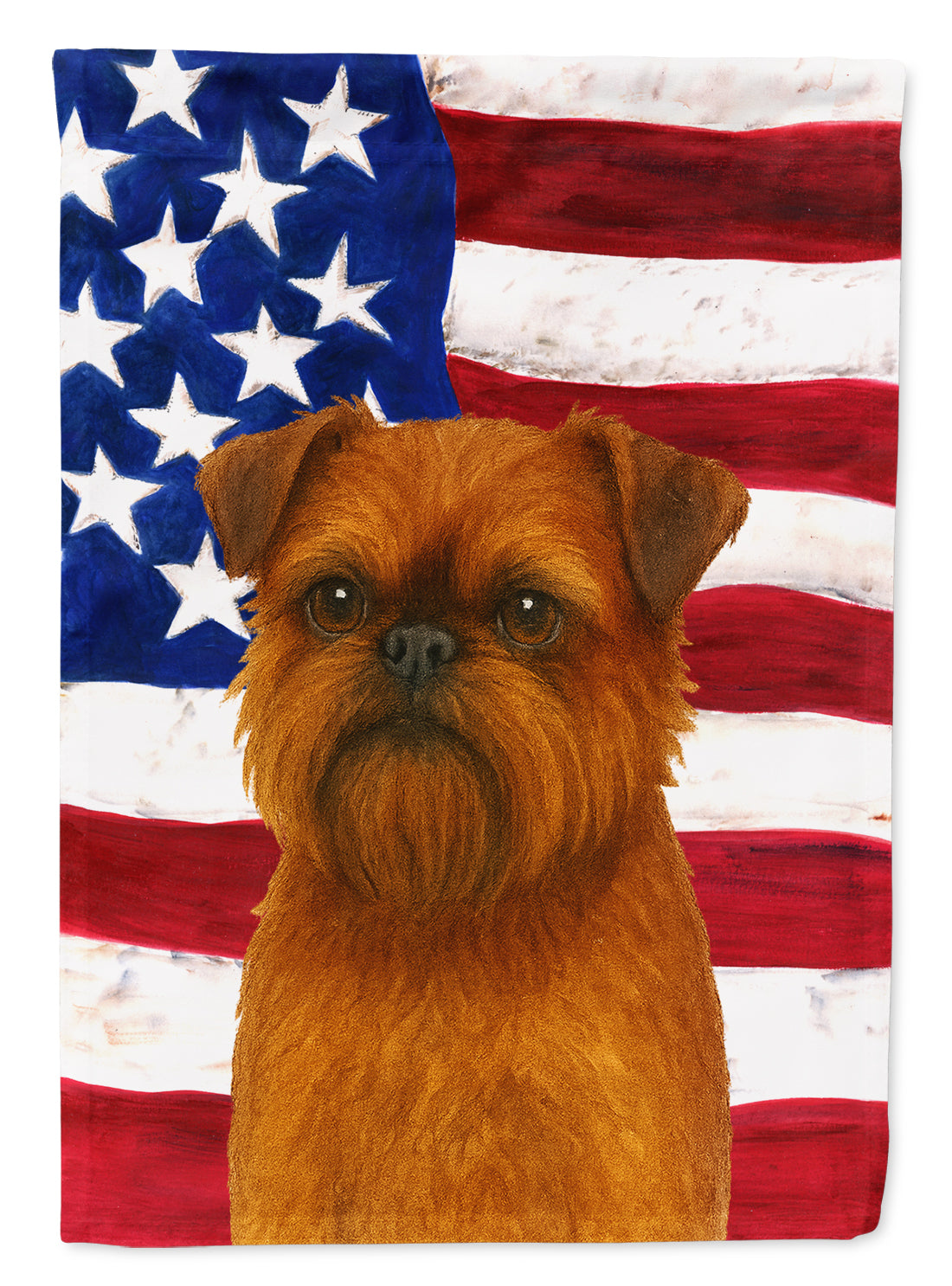 Belge Brussels Griffon American Flag House Flag 28x40 Porch Sleeve Pole Decorative Outside Yard Banner Artwork Wall Hanging, Polyester
