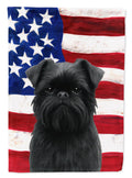 Black Brussels Griffon American Flag House Flag 28x40 Porch Sleeve Pole Decorative Outside Yard Banner Artwork Wall Hanging, Polyester