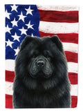 Black Chow Chow American Flag House Flag 28x40 Porch Sleeve Pole Decorative Outside Yard Banner Artwork Wall Hanging, Polyester
