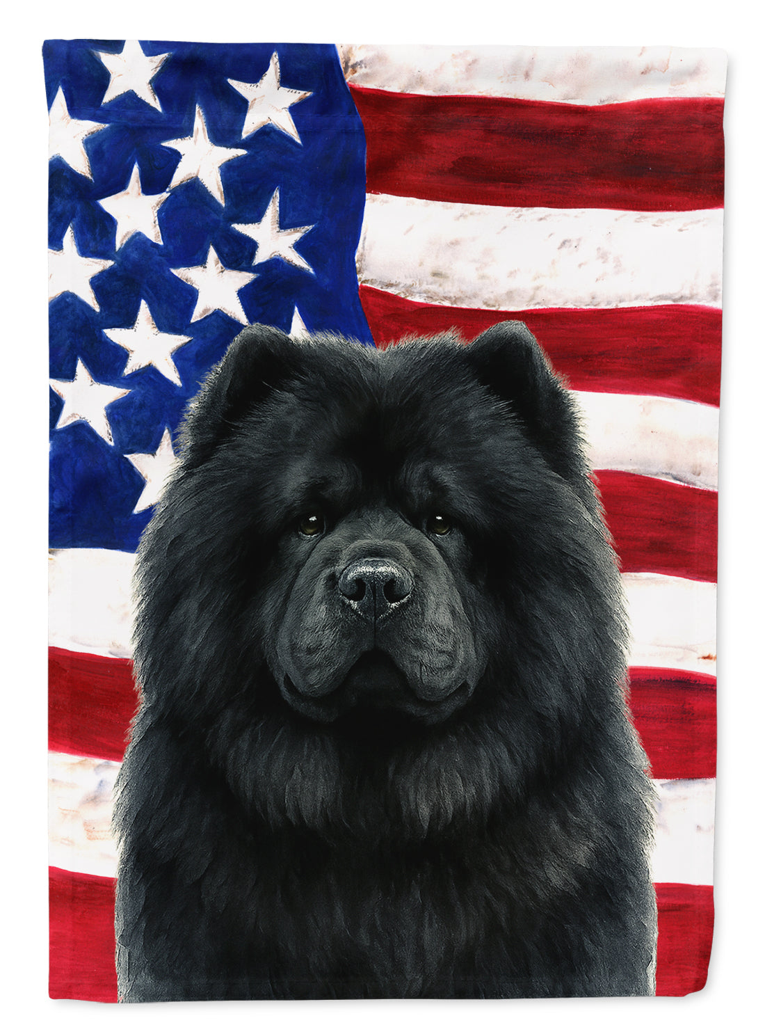 Black Chow Chow American Flag House Flag 28x40 Porch Sleeve Pole Decorative Outside Yard Banner Artwork Wall Hanging, Polyester