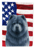 Blue Chow Chow American Flag House Flag 28x40 Porch Sleeve Pole Decorative Outside Yard Banner Artwork Wall Hanging, Polyester