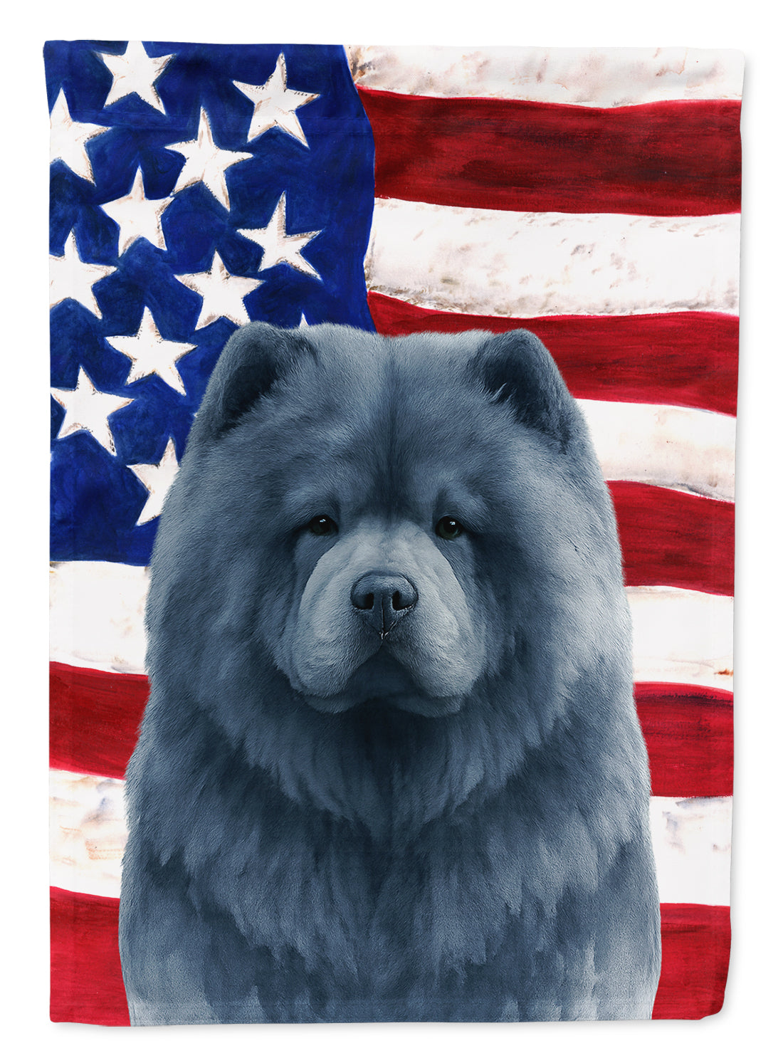 Blue Chow Chow American Flag House Flag 28x40 Porch Sleeve Pole Decorative Outside Yard Banner Artwork Wall Hanging, Polyester