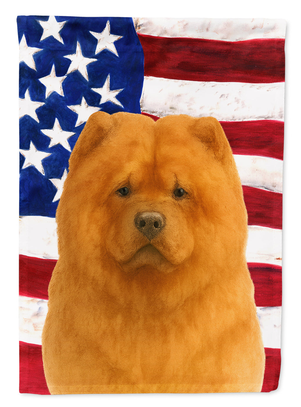 Cinnamon Chow Chow American Flag House Flag 28x40 Porch Sleeve Pole Decorative Outside Yard Banner Artwork Wall Hanging, Polyester