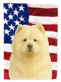 Cream Chow Chow American Flag House Flag 28x40 Porch Sleeve Pole Decorative Outside Yard Banner Artwork Wall Hanging, Polyester
