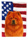 Red Chow Chow American Flag House Flag 28x40 Porch Sleeve Pole Decorative Outside Yard Banner Artwork Wall Hanging, Polyester