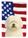 Coton de Tulear American Flag House Flag 28x40 Porch Sleeve Pole Decorative Outside Yard Banner Artwork Wall Hanging, Polyester