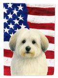 White with Gray Coton de Tulear American Flag House Flag 28x40 Porch Sleeve Pole Decorative Outside Yard Banner Artwork Wall Hanging, Polyester