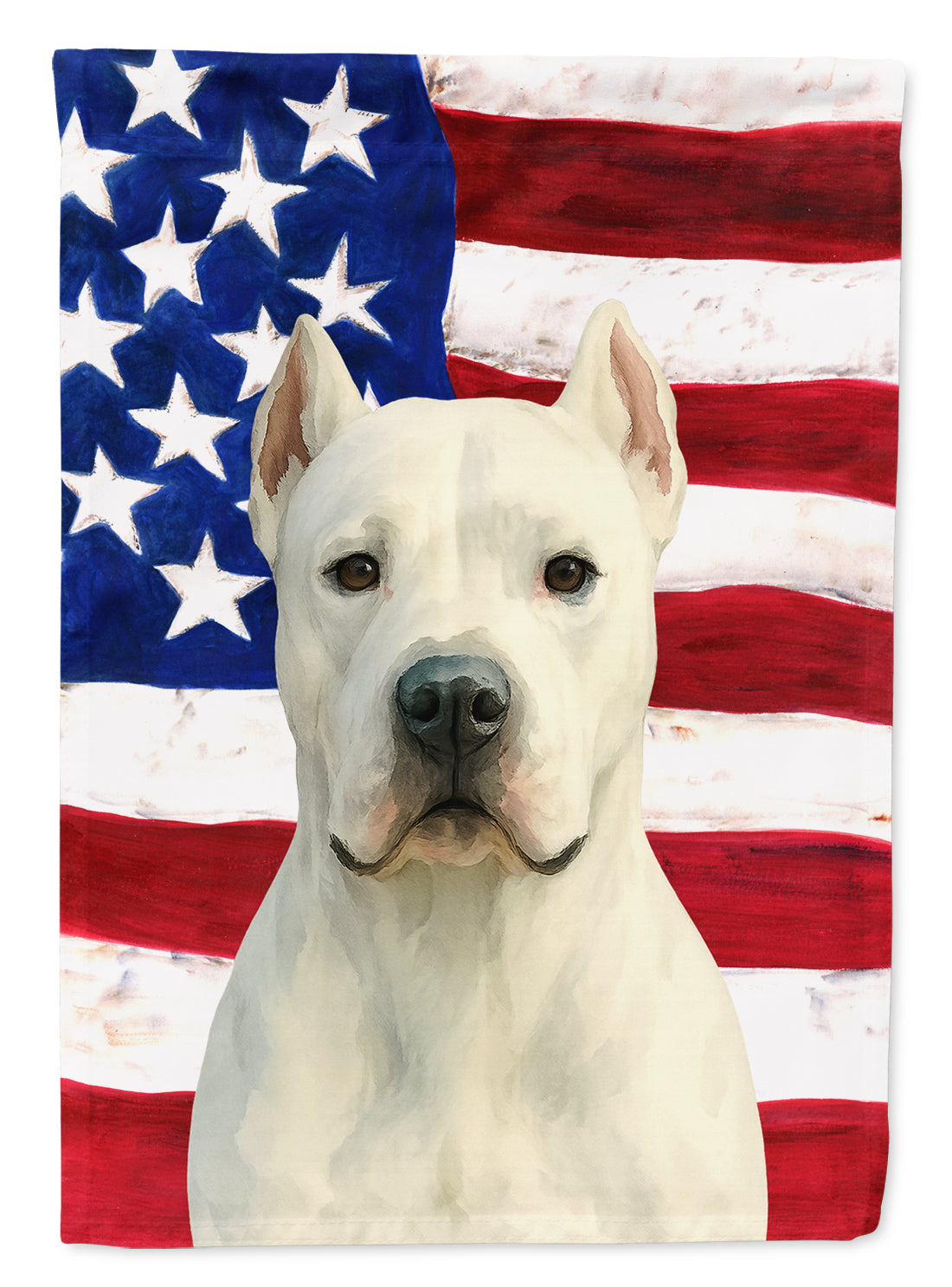 Dogo Argentino American Flag House Flag 28x40 Porch Sleeve Pole Decorative Outside Yard Banner Artwork Wall Hanging, Polyester