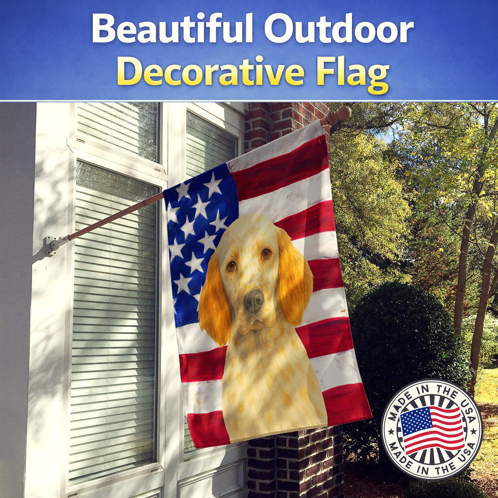 Orange Belton English Setter American Flag House Flag 28x40 Porch Sleeve Pole Decorative Outside Yard Banner Artwork Wall Hanging, Polyester