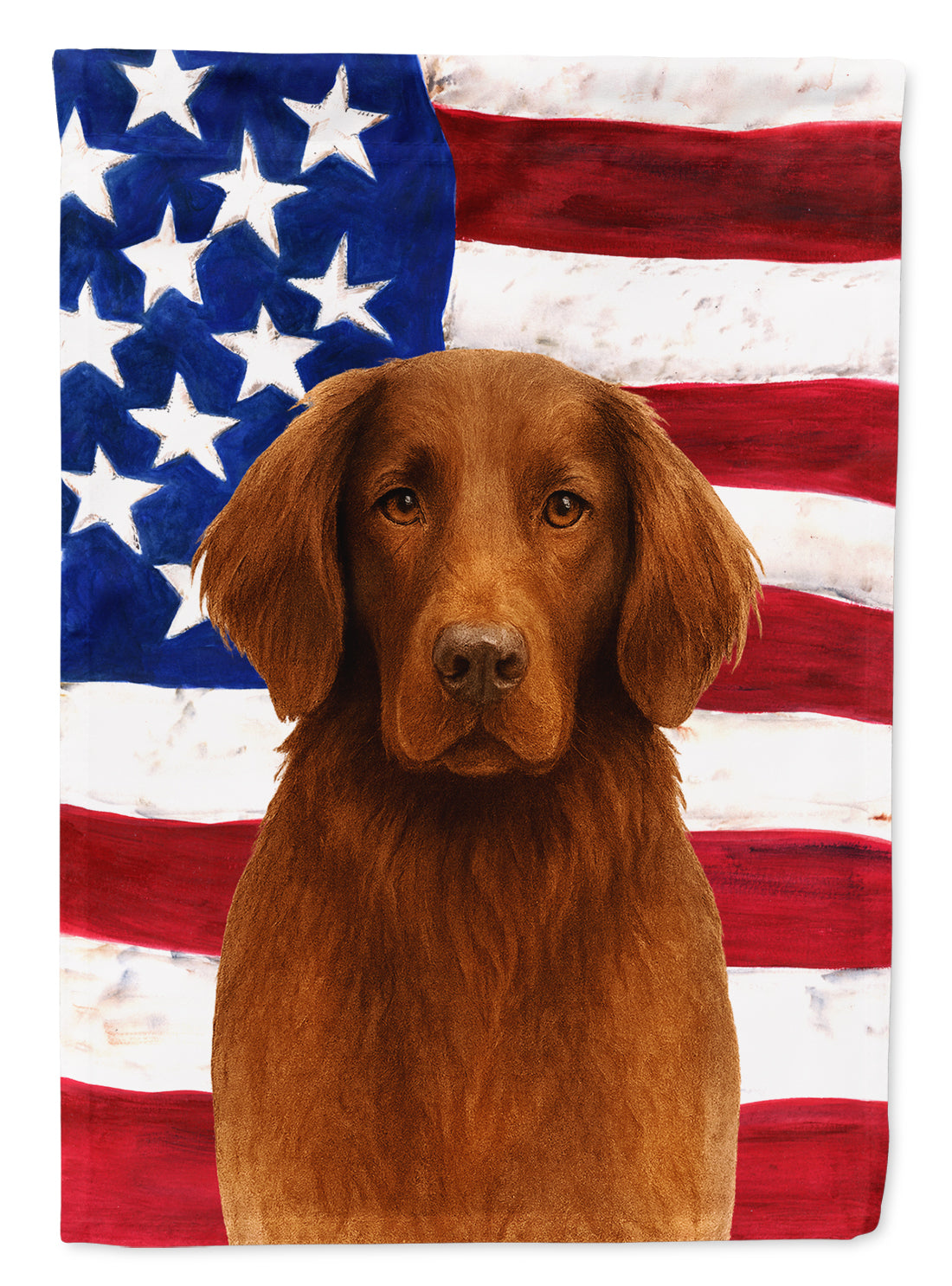 Liver Flat-Coated Retriever American Flag House Flag 28x40 Porch Sleeve Pole Decorative Outside Yard Banner Artwork Wall Hanging, Polyester